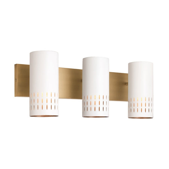 OPEN BOX: Capital Lighting Dash 3 Light Vanity, Aged Brass/White - 150231AW