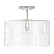 OPEN BOX: Capital Lighting Emerson 15in 1-Light Semi-Flush Mount | Polished Nickel and Seeded Glass | Foyer & Dining Room | Model CL241311PN