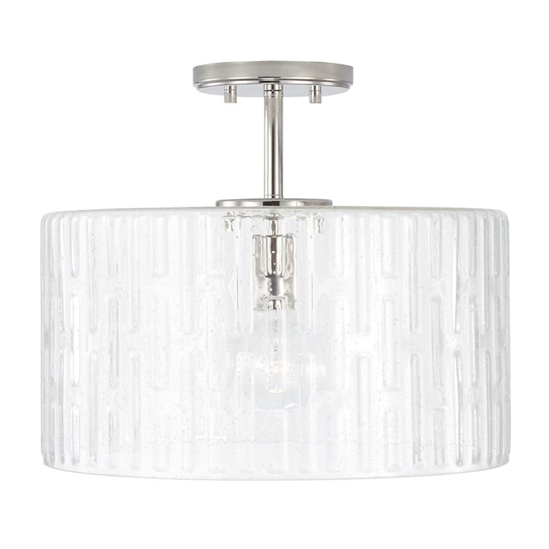OPEN BOX: Capital Lighting Emerson 15in 1-Light Semi-Flush Mount | Polished Nickel and Seeded Glass | Foyer & Dining Room | Model CL241311PN