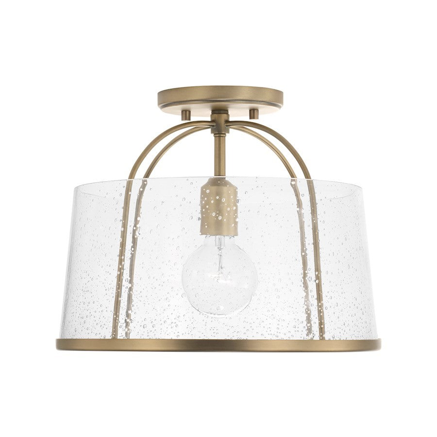 OPEN BOX: Capital Lighting Madison 1 Light Semi Flush, Aged Brass - 247011AD