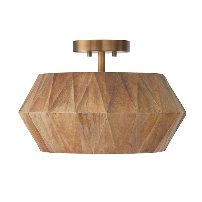 OPEN BOX: Capital Lighting Nadeau 1 Semi Flush, Wood/Patinaed Brass - 251011LW