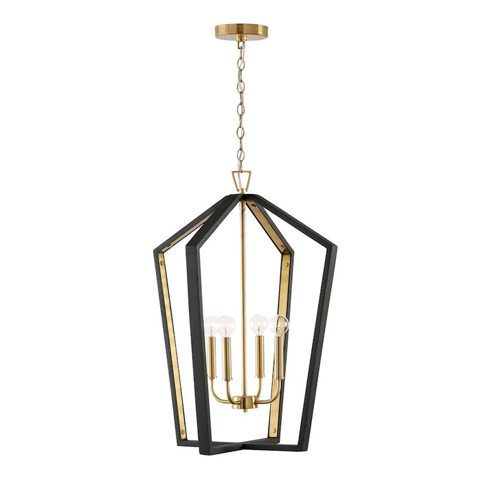 OPEN BOX: Capital Lighting Maren 4-Lt Pendant, Black/Brass - 344541KM