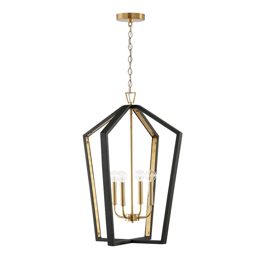 OPEN BOX: Capital Lighting Maren 4-Lt Pendant, Black/Brass - 344541KM