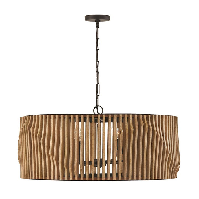 OPEN BOX: Capital Lighting Archer 6 Light Pendant, Wood/Black - 344664WK