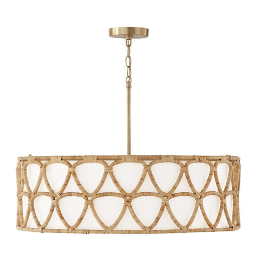 OPEN BOX: Capital Lighting Tulum 4 Light Pendant, Brass/White - CL347242MA