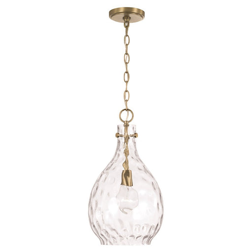 OPEN BOX: HomePlace Lighting Brentwood 1 Light Pendant, Brass/Water - 349012AD