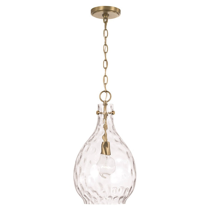 OPEN BOX: HomePlace Lighting Brentwood 1 Light Pendant, Brass/Water - 349012AD