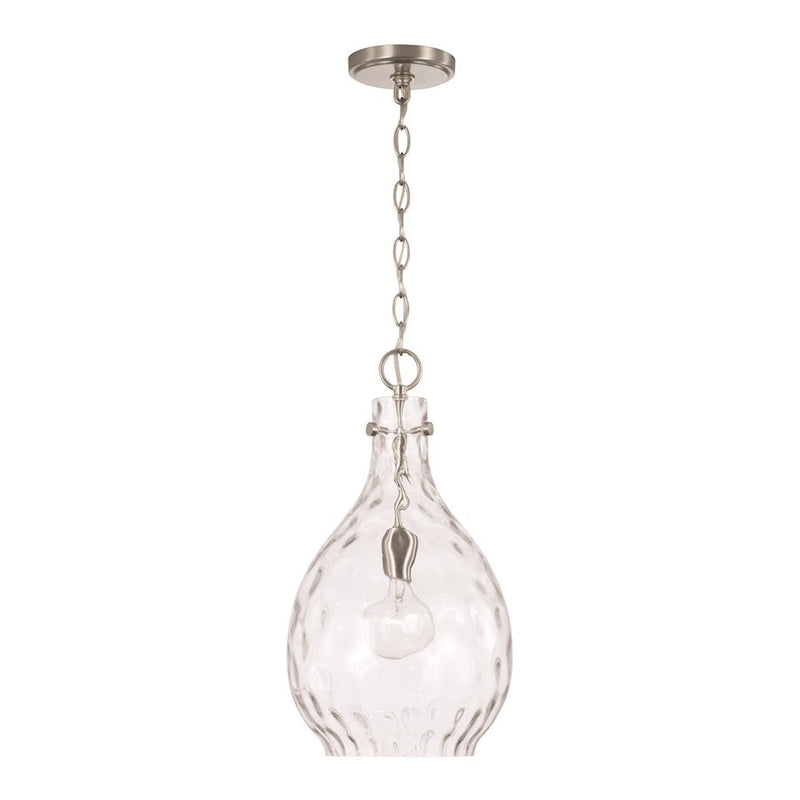 OPEN BOX: Capital Lighting Brentwood 1 Light Pendant, Nickel/Water - CL349012BN