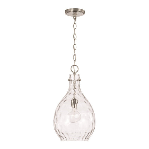 OPEN BOX: Capital Lighting Brentwood 1 Light Pendant, Nickel/Water - CL349012BN