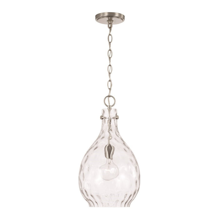 OPEN BOX: Capital Lighting Brentwood 1 Light Pendant, Nickel/Water - CL349012BN