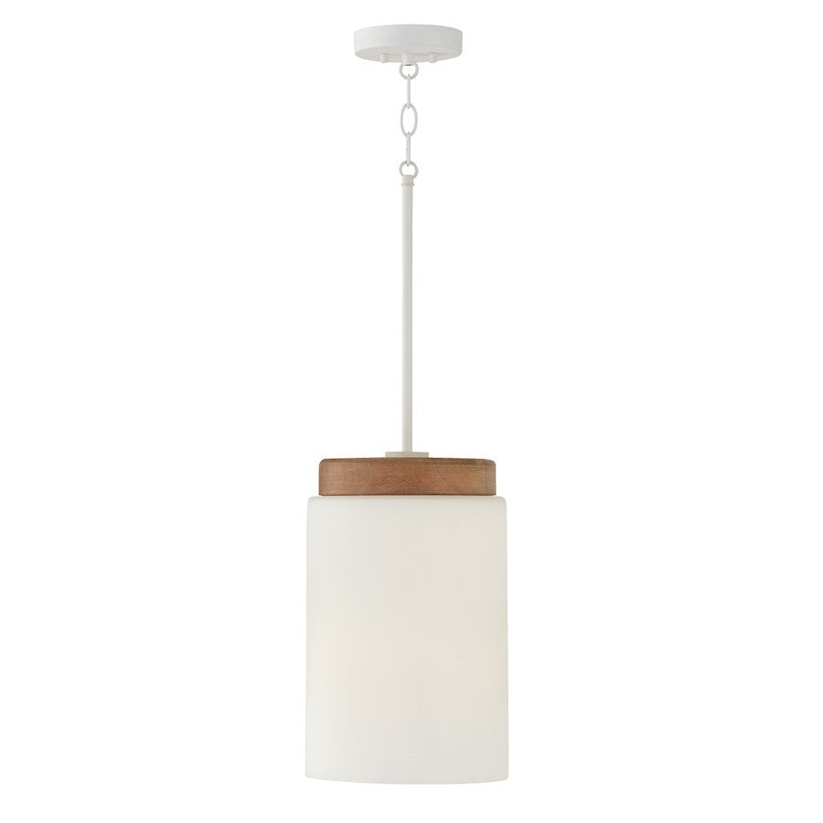 OPEN BOX: Capital Lighting Liam 1 Light Pendant, Light Wood/White - 350911LT
