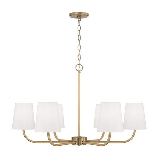 OPEN BOX: Capital Lighting Brody 6 Chandelier, Brass/White Fabric - 449462AD-706