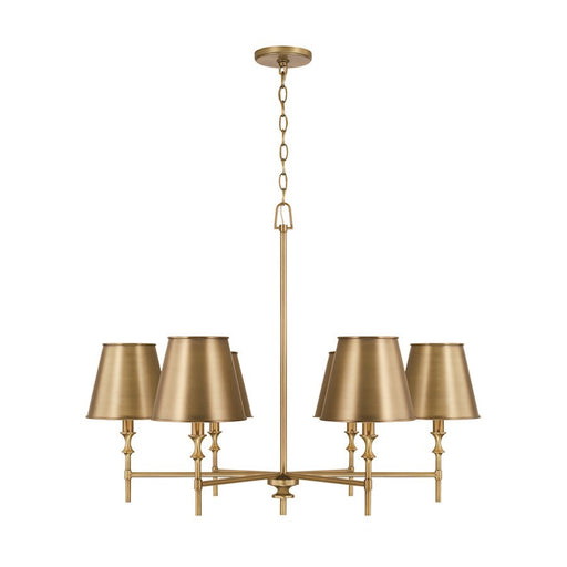 OPEN BOX: Capital Whitney 6 Light Chandelier, Brass/White - 449761AD-707