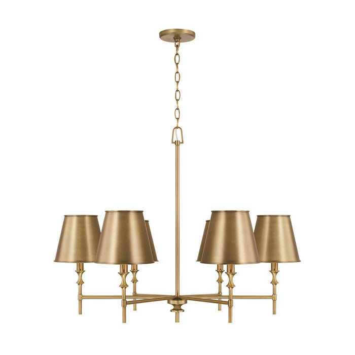 OPEN BOX: Capital Whitney 6 Light Chandelier, Brass/White - 449761AD-707