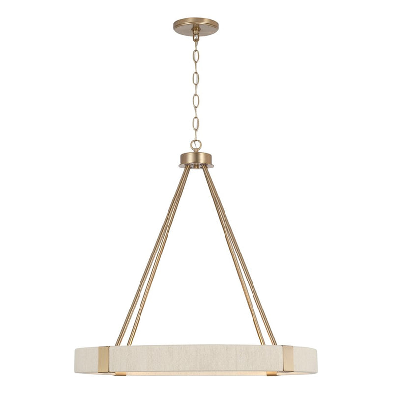 OPEN BOX: Capital Lighting Delaney 26in 4-Light Chandelier | Matte Brass and Bleached Natural Rope | Dining Room & Living Room | Model CL449841MA