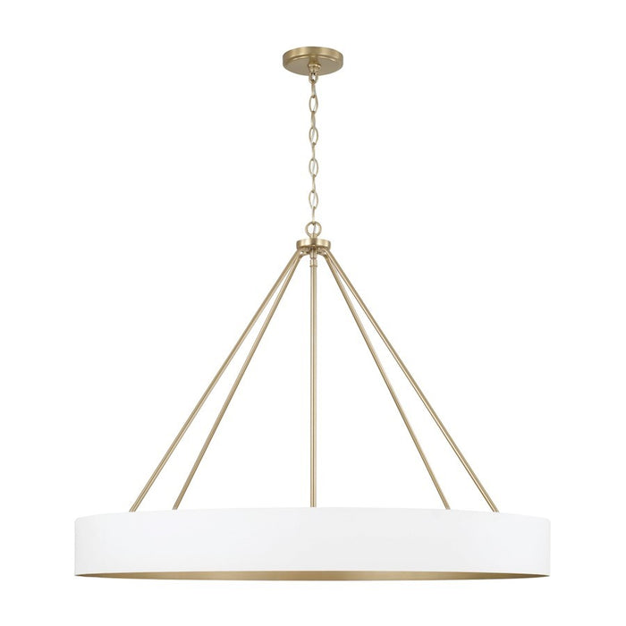 OPEN BOX: Capital Lighting Weller 6Lt Chandelier, Matte Brass/White - 453061RE