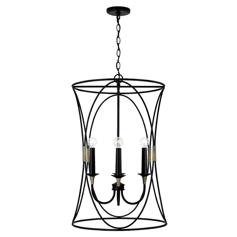 OPEN BOX: Capital Lighting Amara 4 Light Foyer, Matte Black/Brass - CL545641KB