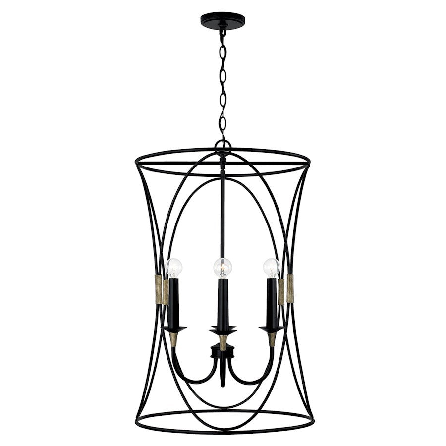 OPEN BOX: Capital Lighting Amara 4 Light Foyer, Matte Black/Brass - CL545641KB