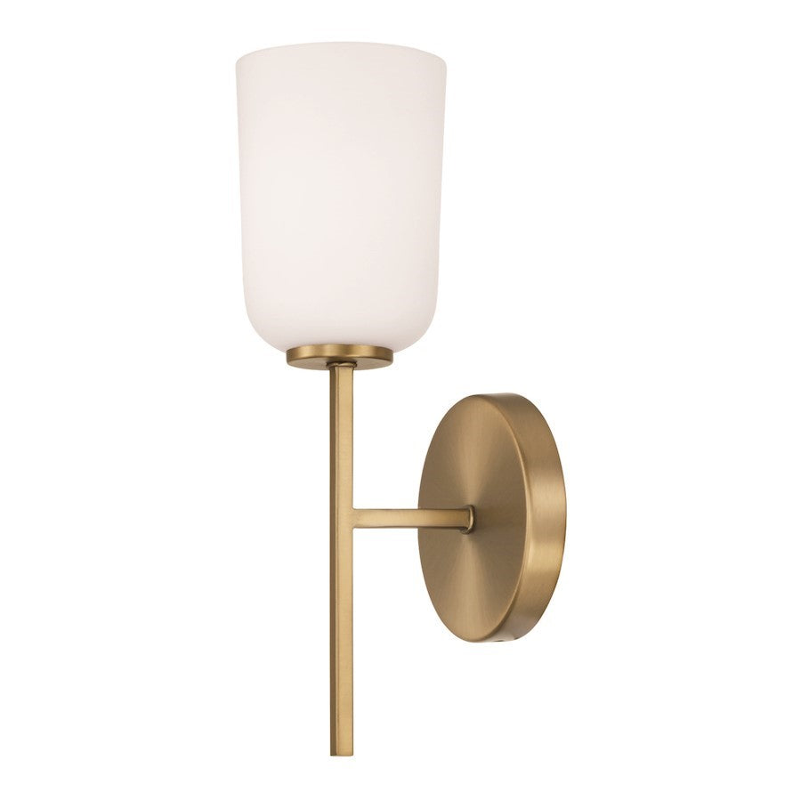 OPEN BOX:HomePlace Lighting Lawson 1 Light Wall Sconce, Brass/Soft White