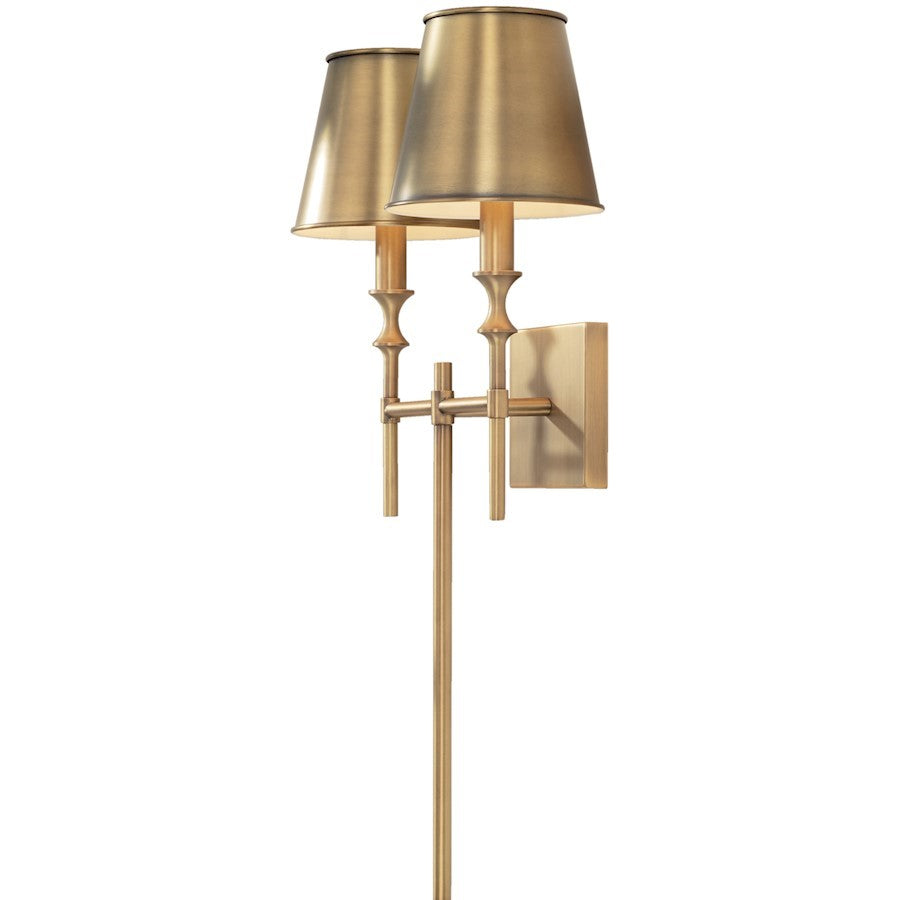 OPEN BOX: Capital Whitney 2 Light Wall Sconce, Brass/White - 649721AD-708