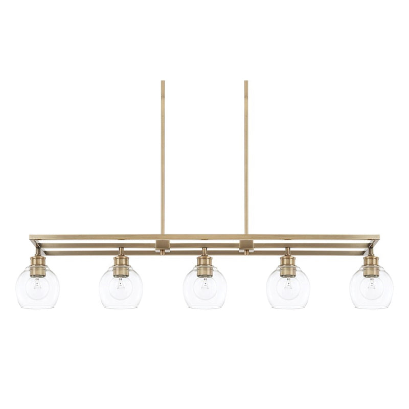 OPEN BOX: Capital Lighting Mid-Century 5 Light Island, Aged Brass