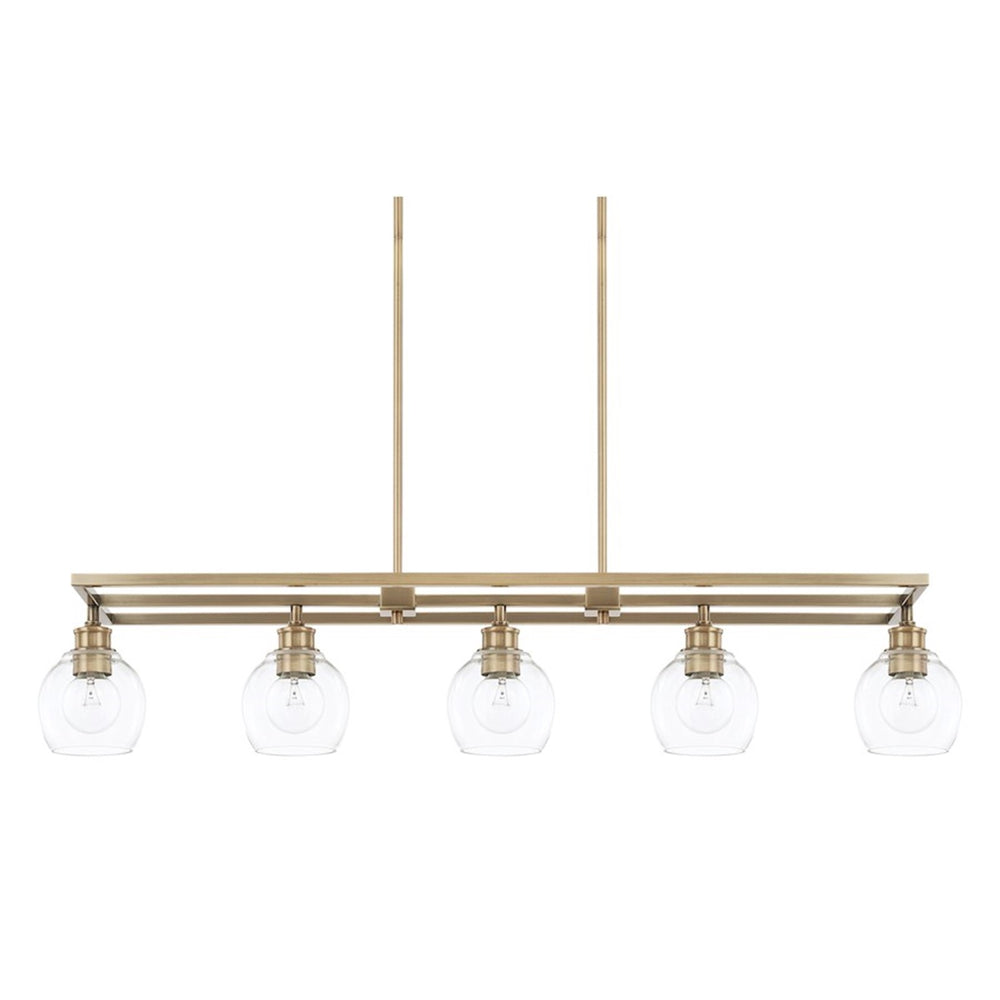 OPEN BOX: Capital Lighting Mid-Century 5 Light Island, Aged Brass