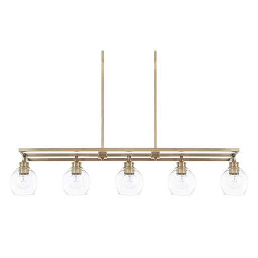 OPEN BOX: Capital Lighting Mid-Century 5 Light Island, Aged Brass