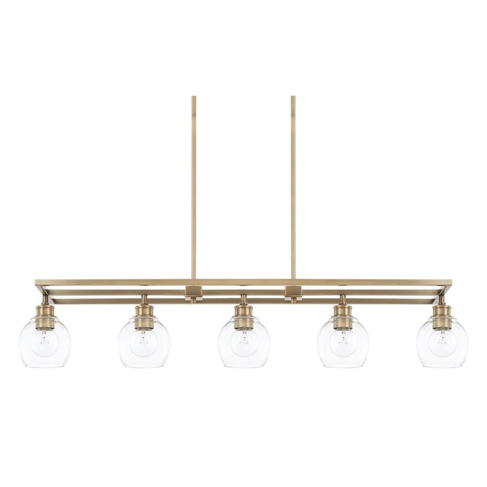 OPEN BOX: Capital Lighting Mid-Century 5 Light Island, Aged Brass