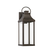 OPEN BOX: Capital Lighting Bradford 7in 1-Light Outdoor Wall Lantern | Oiled Bronze and Clear Glass | Covered Patio & Entryway | Model CL946421OZ-GL
