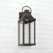 OPEN BOX: Capital Lighting Bradford 7in 1-Light Outdoor Wall Lantern | Oiled Bronze and Clear Glass | Covered Patio & Entryway | Model CL946421OZ-GL