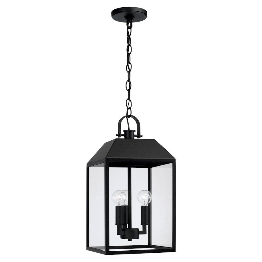 OPEN BOX: Capital Nelson 3Lt Outdoor Hanging Lantern, Black/Clear - CL953434BK