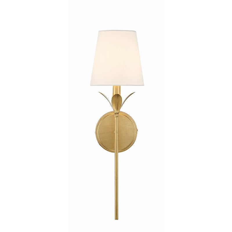 OPEN BOX: Crystorama Broche 1 Light Wall Mount, Antique Gold/White - CY531-GA