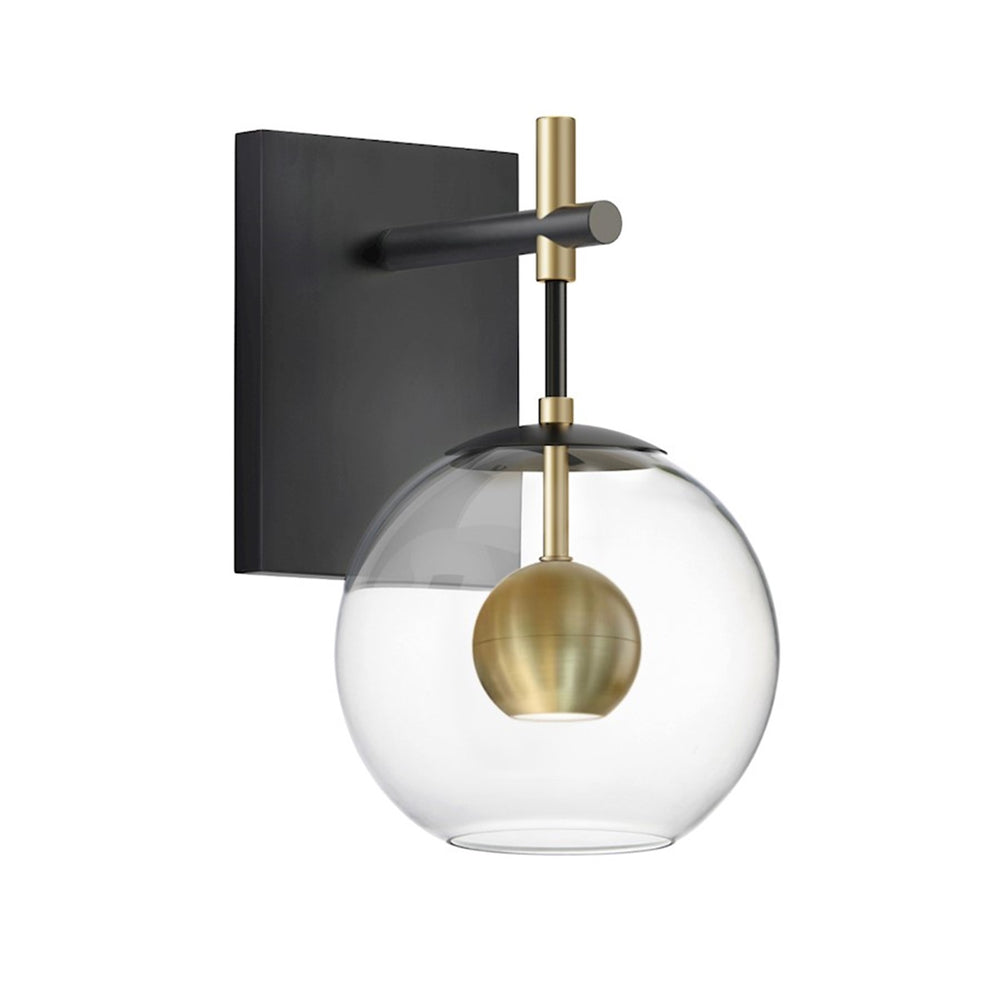 OPEN BOX: ET2 Lighting Nucleus 1-Light Sconce, Black/Natural Aged Brass