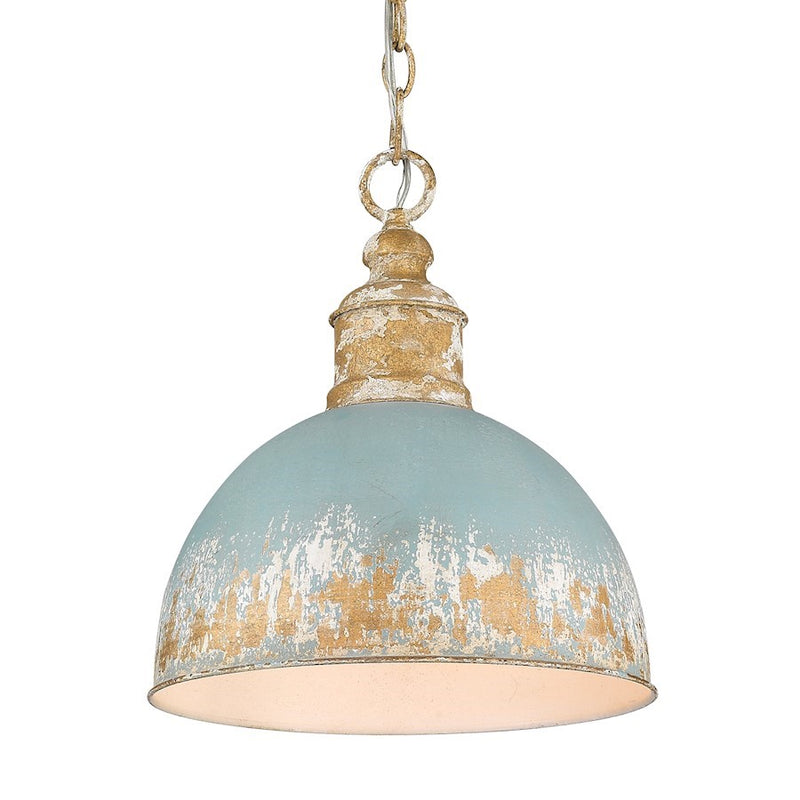 OPEN BOX: Golden Alison 1 Lt Medium Pendant, Gold/Teal - 0809-MVG-TEAL