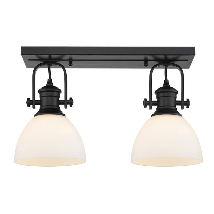 OPEN BOX: Golden Hines 2 Light Semi Flush, Black/Opal Glass - 3118-2SFBLK-OP
