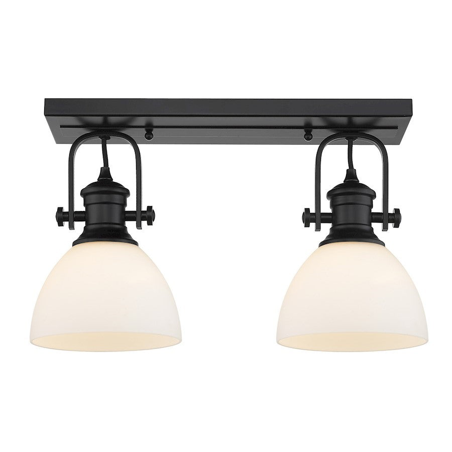 OPEN BOX: Golden Hines 2 Light Semi Flush, Black/Opal Glass - 3118-2SFBLK-OP