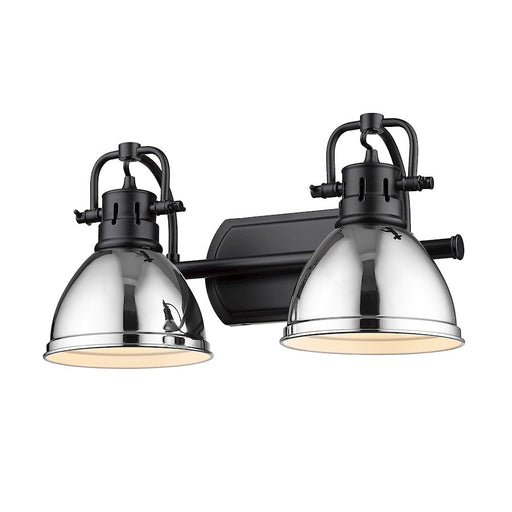 OPEN BOX: Golden Duncan 2 Lt Bath Vanity, Black/Chrome - 3602-BA2BLK-CH