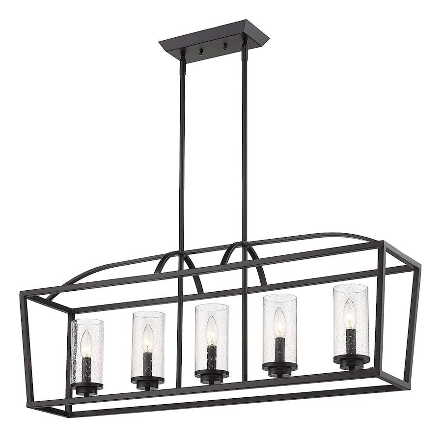 OPEN BOX:Golden Lighting Mercer 5 Light Linear Pendant, Matte Black