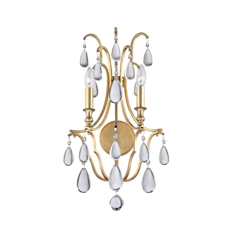 OPEN BOX: Hudson Valley Crawford 2 Light Wall Sconce, Aged Brass - HV9302-AGB