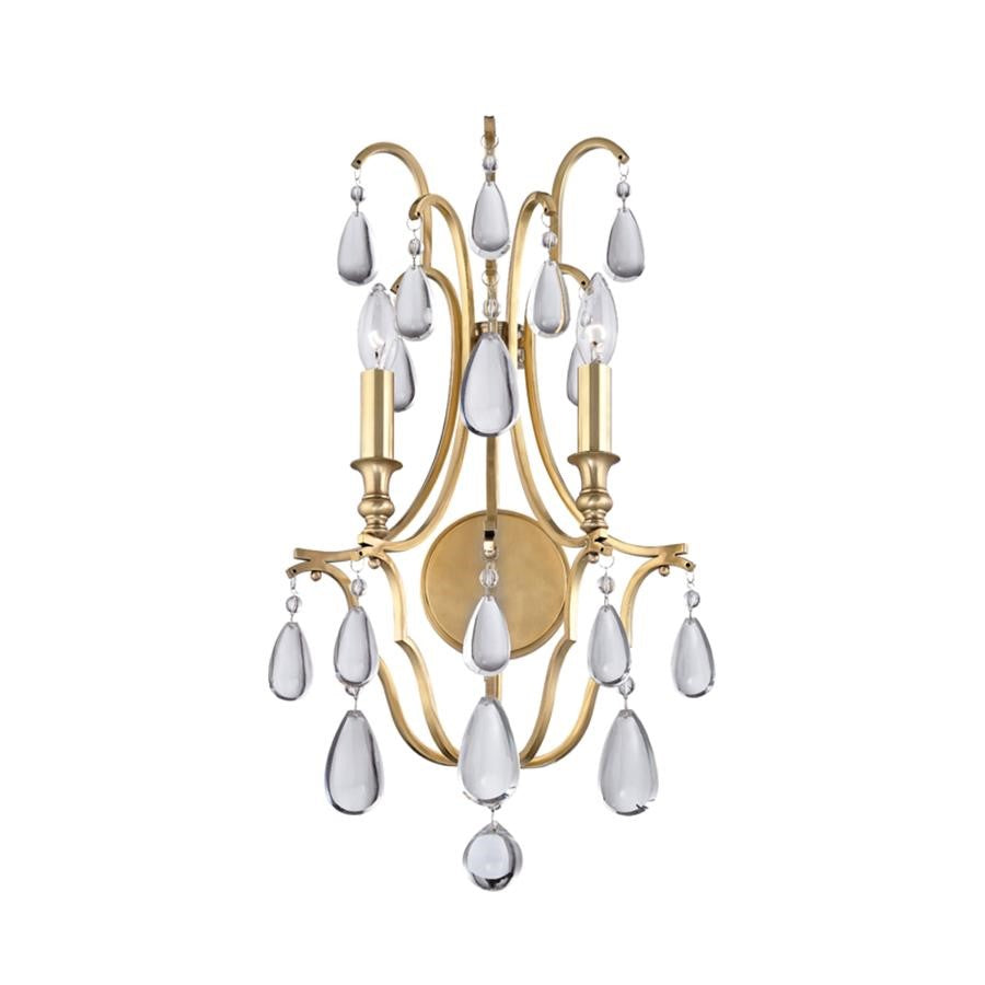 OPEN BOX: Hudson Valley Crawford 2 Light Wall Sconce, Aged Brass - HV9302-AGB