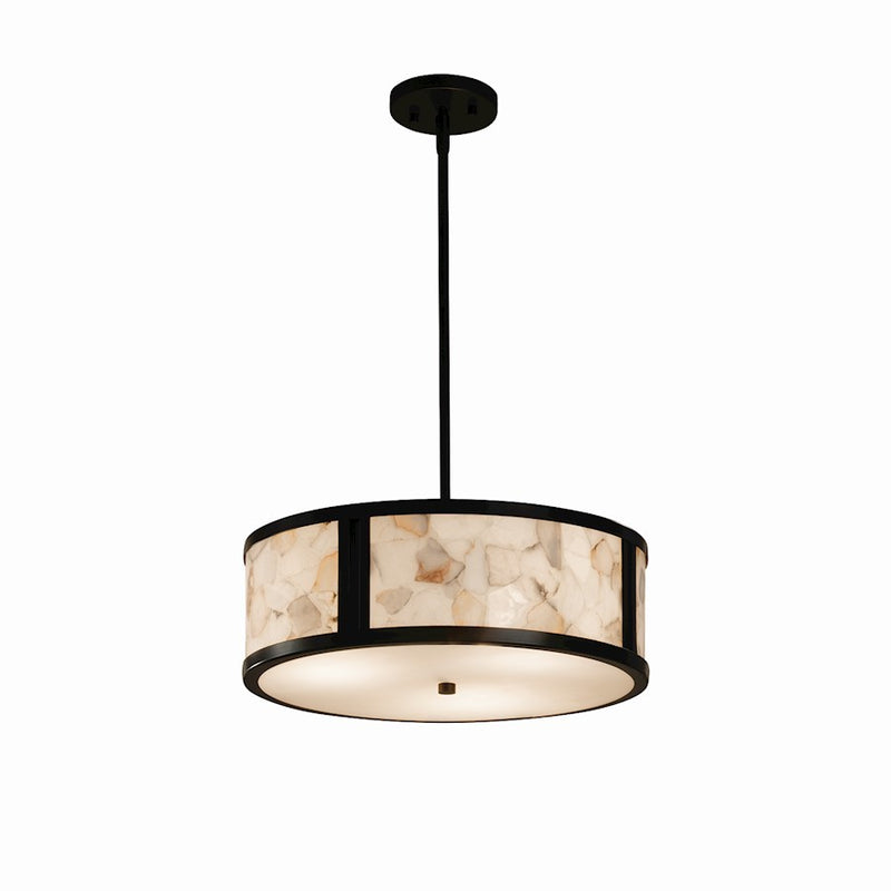 OPEN BOX: Justice Alabaster Rocks Tribeca 18" Drum Pendant - ALR-9541-MBLK