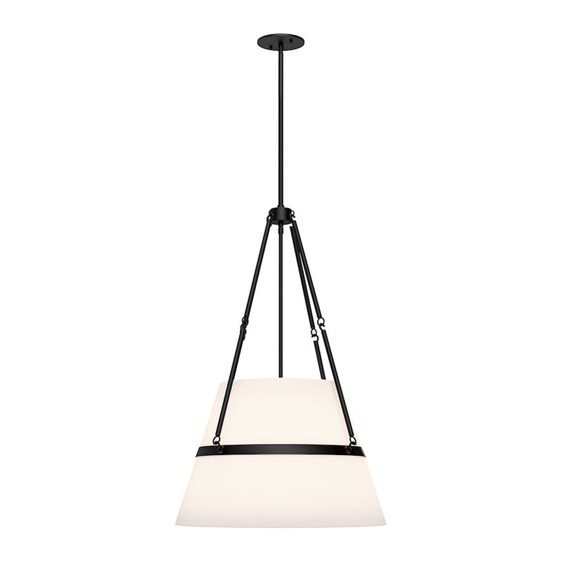 OPEN BOX: Alora Mood Oliver 1 Light 18" Pendant, Black/Linen - PD546719MBWL