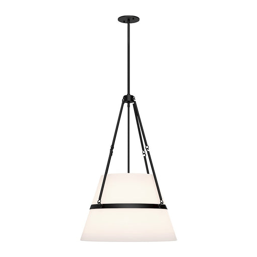 OPEN BOX: Alora Mood Oliver 1 Light 18" Pendant, Black/Linen - PD546719MBWL