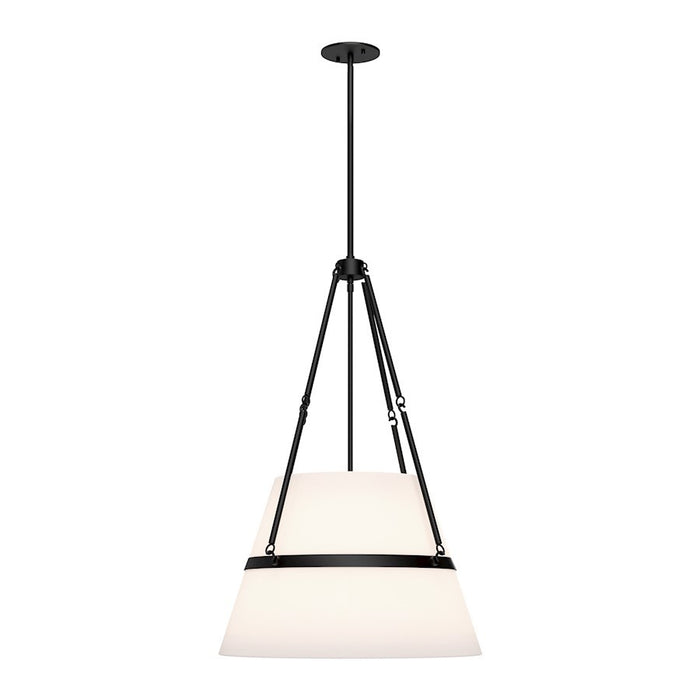 OPEN BOX: Alora Mood Oliver 1 Light 18" Pendant, Black/Linen - PD546719MBWL