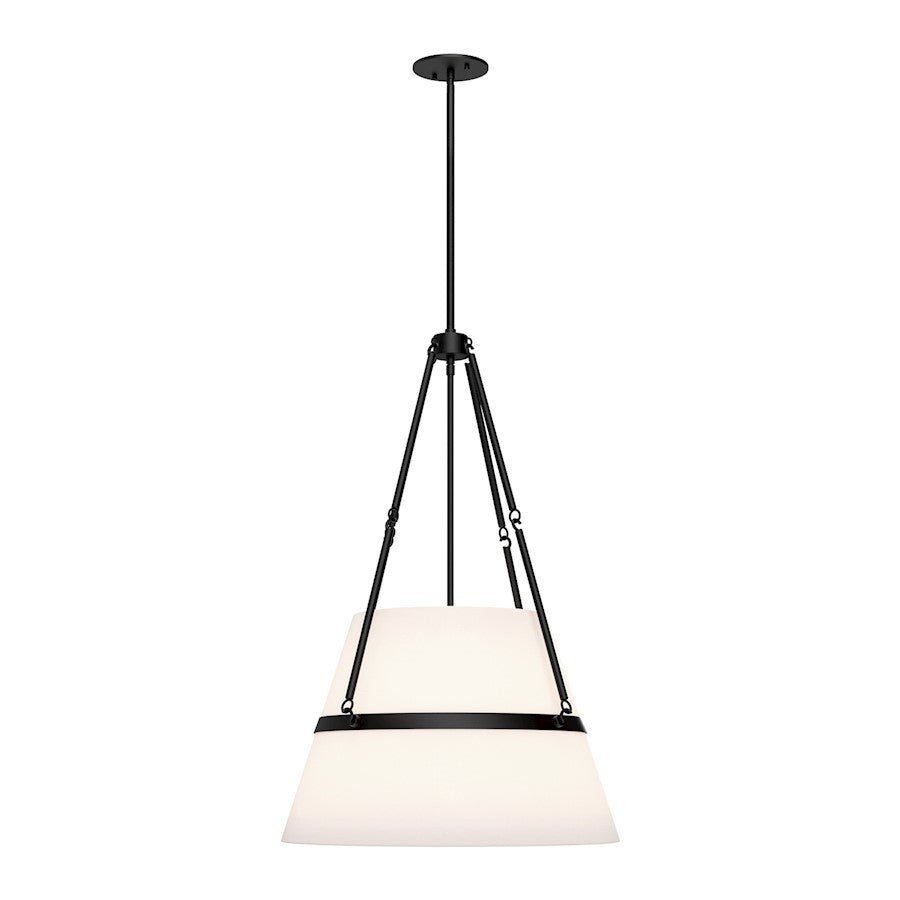 OPEN BOX: Alora Mood Oliver 1 Light 18" Pendant, Black/Linen - PD546719MBWL