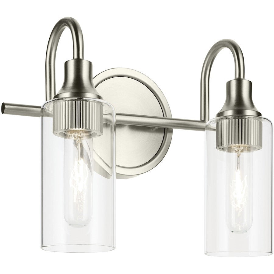 OPEN BOX: Kichler Kavi 2-Lt Wall Mt Bath 2 Arm, Bronze/Clear - 55210CPZ