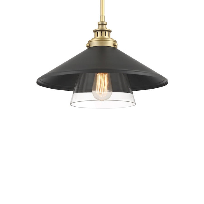 OPEN BOX: Minka Lavery Segan 1 Light Mini Pendant, Coal/Brass/Coal - 1405-758
