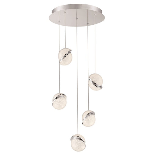OPEN BOX ITEM: George Kovacs Silver Slice 5-Lt LED Pendant, Chrome