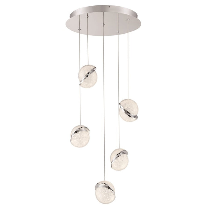 OPEN BOX ITEM: George Kovacs Silver Slice 5-Lt LED Pendant, Chrome