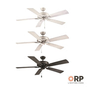 OPEN BOX: RP Lighting Velbreeze 52in 5-Blade Ceiling Fan | Matte White ABS Blades | Covered Patio & Porch | 52 x 52 x 13 in | Model MN1017W-MWW-MWW